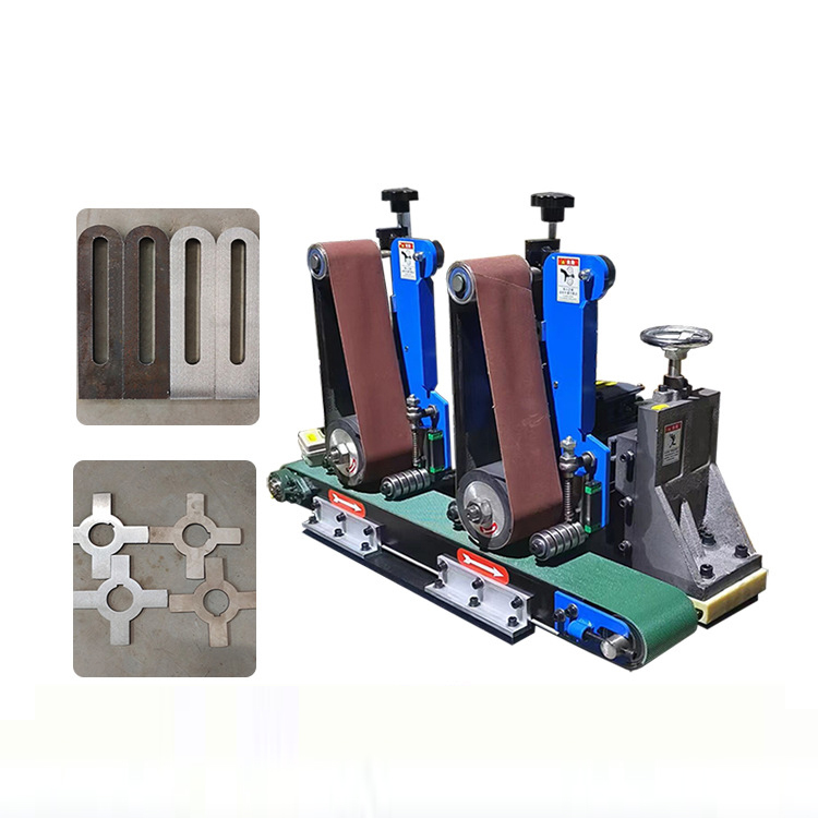 Small Machines Double Station Deburring Rust Removal Wire Drawing Engine Auto Plate Machine Abrasive Belt Metal Polisher